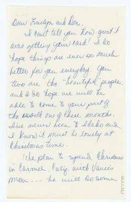 Letter from Taffy Haynes to Evelyn and Don Crabtree