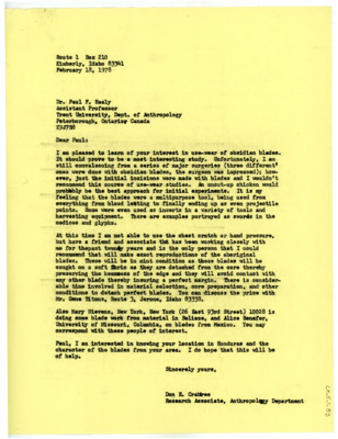 Letter from Don Crabtree to Paul Healy