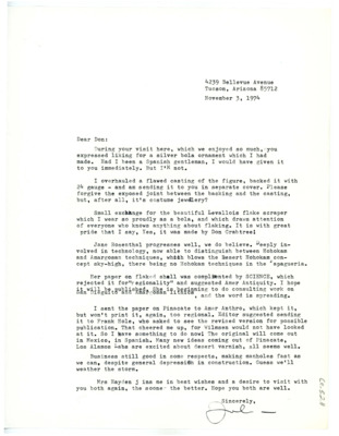 Letter from Julian D. Hayden to Don Crabtree
