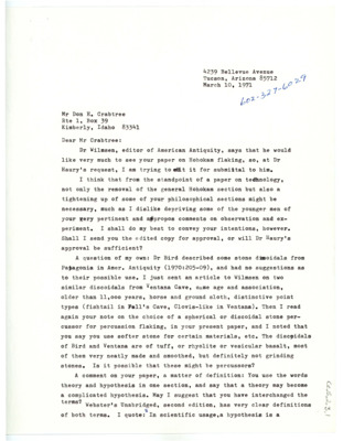 Letter from Julian D. Hayden to Don Crabtree
