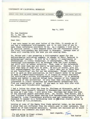 Letter from Thomas Roy Hester to Don Crabtree