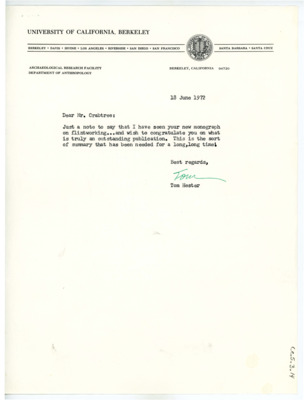 Letter from Thomas Roy Hester to Don Crabtree