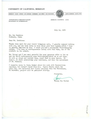 Letter from Thomas Roy Hester to Don Crabtree