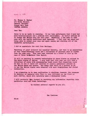 Letter from Don Crabtree to Thomas Roy Hester
