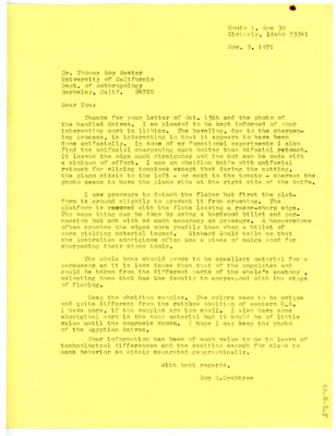 Letter from Don Crabtree to Thomas Roy Hester