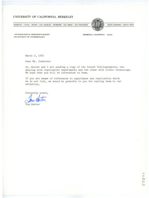Letter from Thomas Roy Hester to Don Crabtree