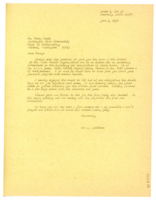Letter from Don Crabtree to Henry T. Irwin