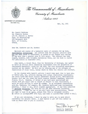 Letter from Daniel W. Ingersoll to Don Crabtree and Francois Bordes