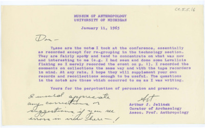 Letter from Arthur J. Jelinek to Don Crabtree