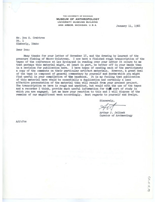 Letter from Arthur J. Jelinek to Don Crabtree