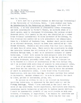 Letter from Rob Jackson to Don Crabtree