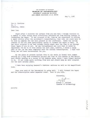 Letter from Arthur J. Jelinek to Don Crabtree