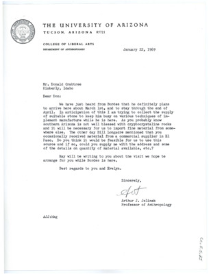 Letter from Arthur J. Jelinek to Don Crabtree