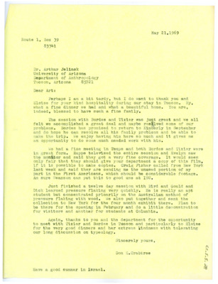 Letter from Don Crabtree to Arthur J. Jelinek
