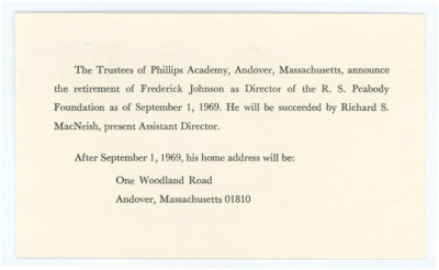 Letter from Frederick Johnson to Don Crabtree