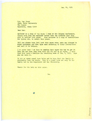 Letter from Don Crabtree to Mae Jones