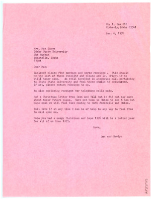 Letter from Don and Evelyn Crabtree to Mae Jones