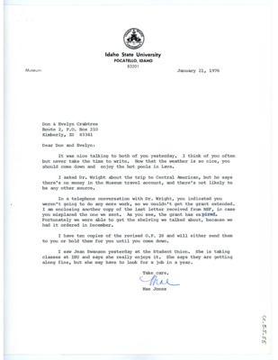 Letter from Mae Jones to Don and Evelyn Crabtree