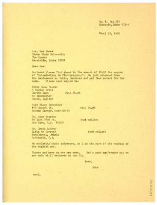 Letter from Don Crabtree to Mae Jones