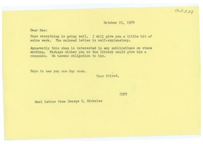 Letter from Don Crabtree to Mae Jones