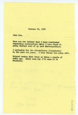 Letter from Don Crabtree to Mae Jones