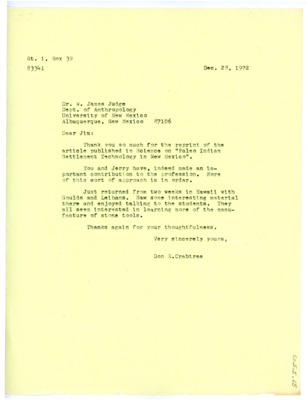 Letter from Don Crabtree to Jim Judge