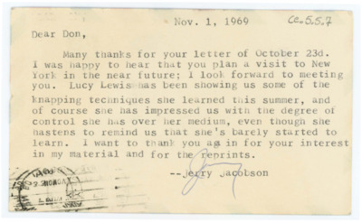 Letter from Jerome Jacobson to Don Crabtree