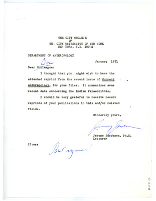 Letter from Jerome Jacobson to Don Crabtree