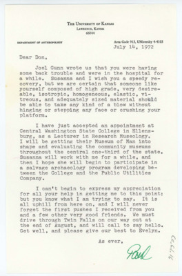 Letter from Paul Katz to Donald Crabtree