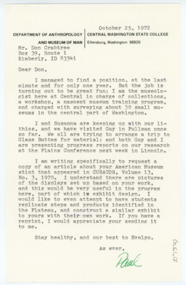 Letter from Paul Katz to Donald Crabtree