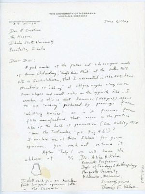 Letter from Thomas Kehoe to Donald Crabtree