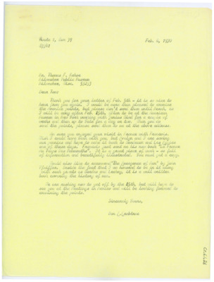 Letter from Donald Crabtree to Thomas Kehoe