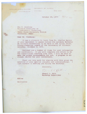 Letter from Edward Kalb to Donald Crabtree