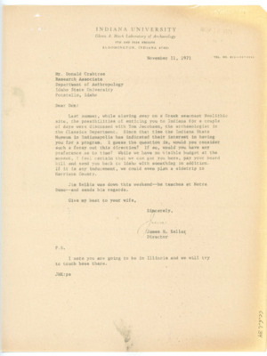 Letter from James Kellar to Donald Crabtree