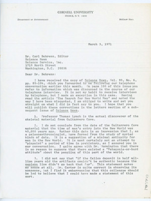Letter from Kenneth Kennedy to Carl Behrens
