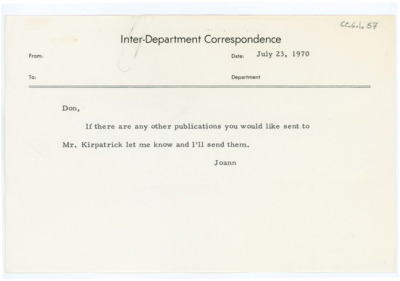 Letter from Joann Bopp to Donald Crabtree