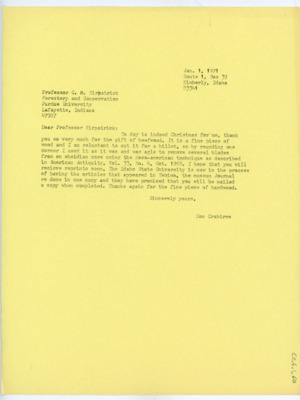 Letter from Donald Crabtree to C. M. Kirkpatrick