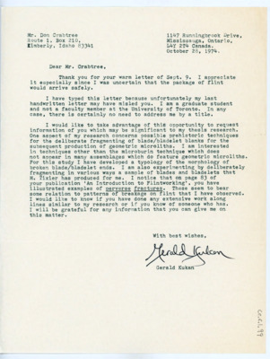 Letter from Gerald Kukan to Donald Crabtree