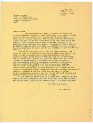 Letter from Donald Crabtree to Ruthann Knudson