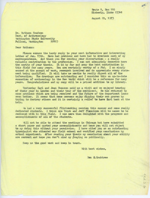 Letter from Donald Crabtree to Ruthann Knudson