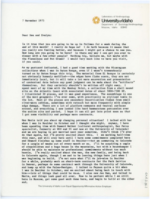 Typewritten letter from Ruthann Knudson to Donald Crabtree to update him on her work in Baton Rouge and her potential marriage.