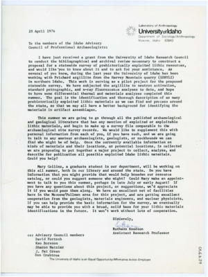 Letter from Ruthann Knudson to Donald Crabtree