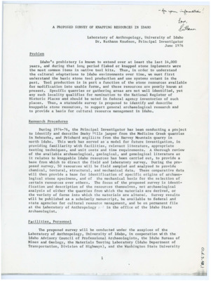 Proposed Study of Knapping Resources in Idaho