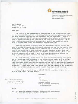 Letter from Ruthann Knudson to Donald Crabtree