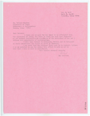 Letter from Donald Crabtree to Ruthann Knudson