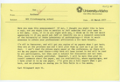 Letter from Ruthann Knudson to Donald Crabtree