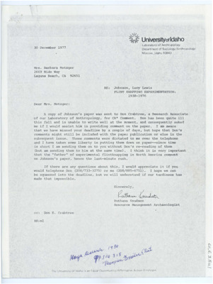 Letter from Ruthann Knudson to Barbara Metzger