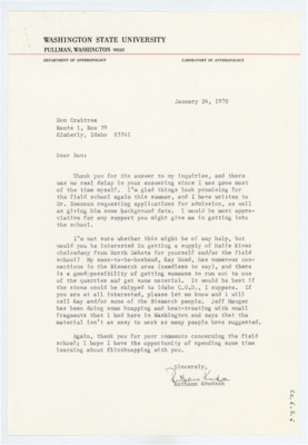 Letter from Ruthann Knudson to Donald Crabtree