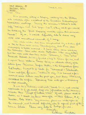 Letter from Ruthann Knudson to Donald Crabtree