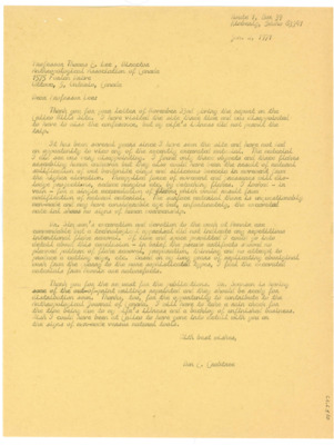 Letter from Donald Crabtree to Thomas Lee